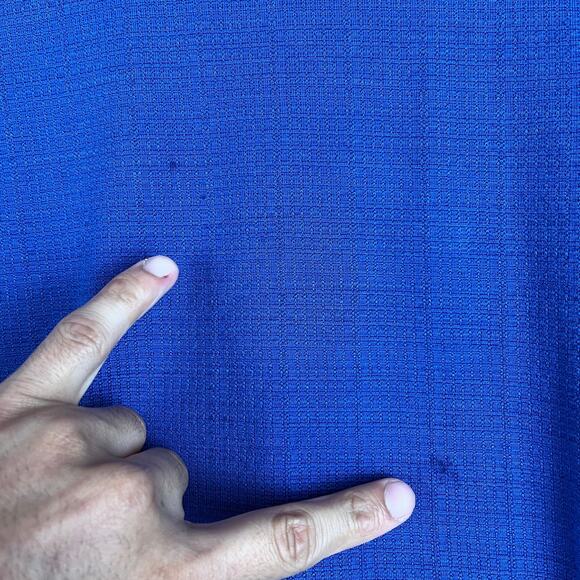 Jhane Barnes Mens Shirt Blue Polo Silk & Spandex Short Sleeve Square Pattern M - Picture 13 of 14